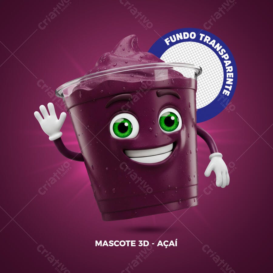 Mascote 3D Açaí PSD Editável
