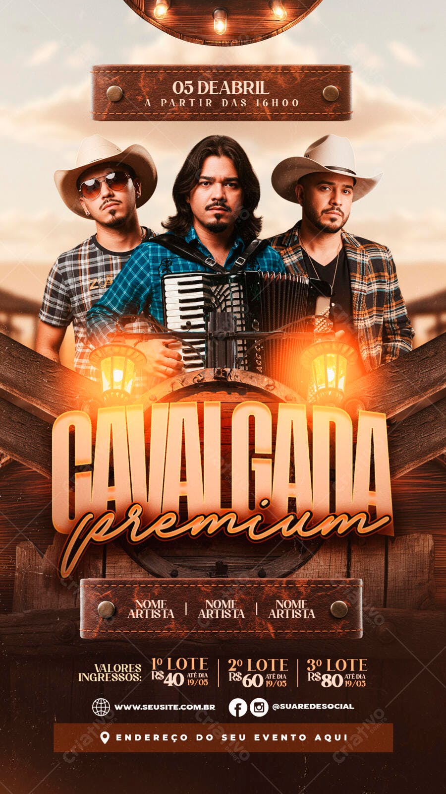 Flyer Cavalgada Premium 05 de Abril PSD Editável