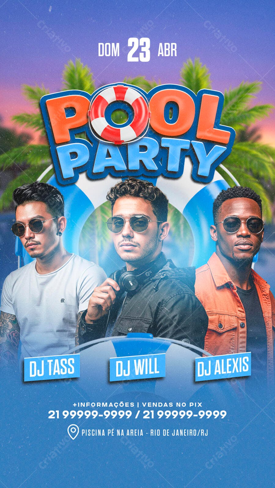 Flyer Pool Party 23 de Abril PSD Editável