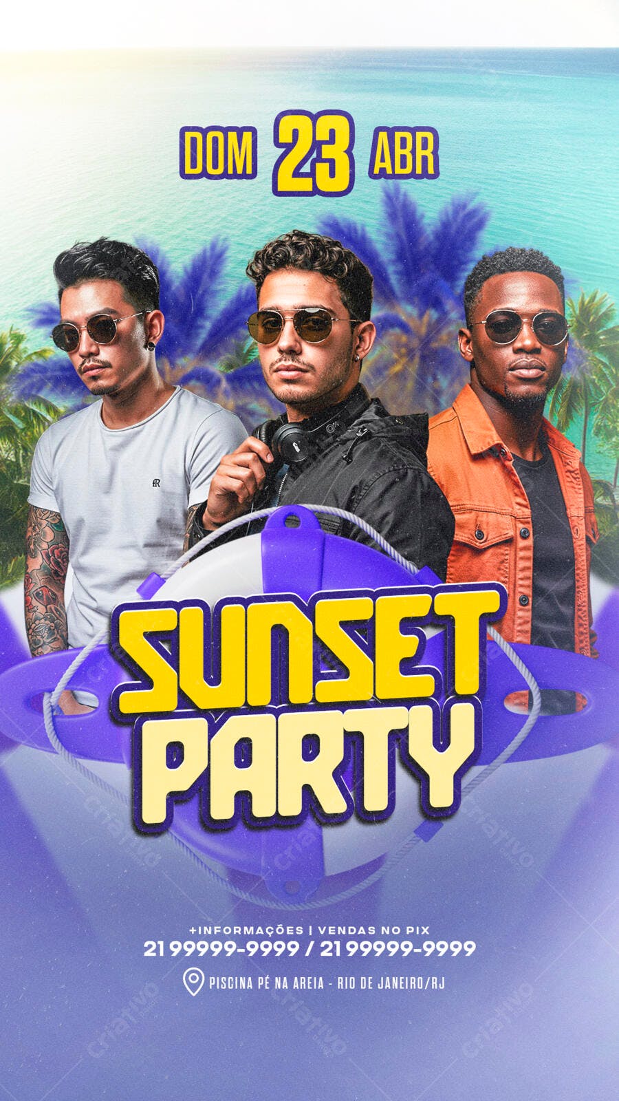 Flyer para Sunset Party 23 de Abril PSD Editável