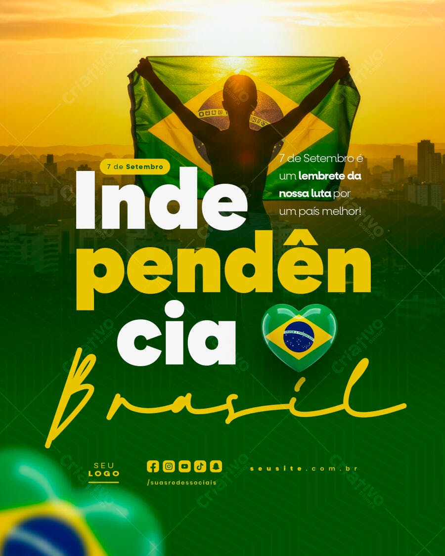 Flyer 7 de Setembro Independência Brasil PSD Editável