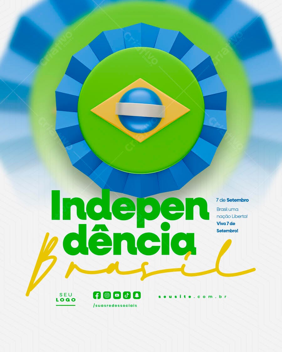 Flyer 7 de Setembro Independência do Brasil PSD Editável