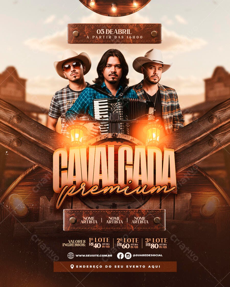 Flyer Cavalgada Premium 05 de Abril PSD Editável
