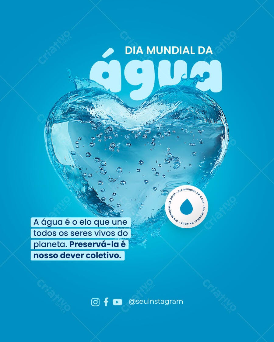 Post para o Dia Mundial da Água PSD Editável