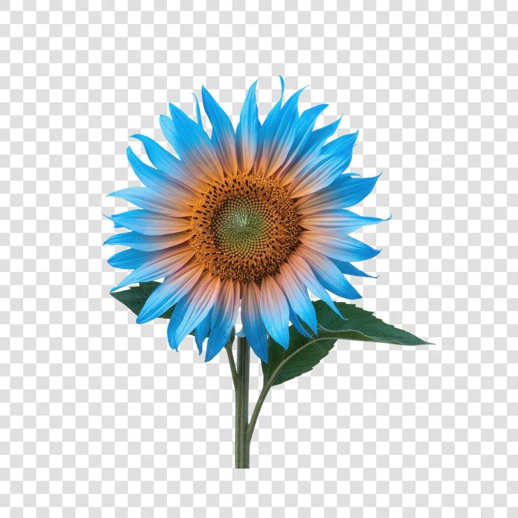 PNG Girassol Azul e Laranja com fundo transparente