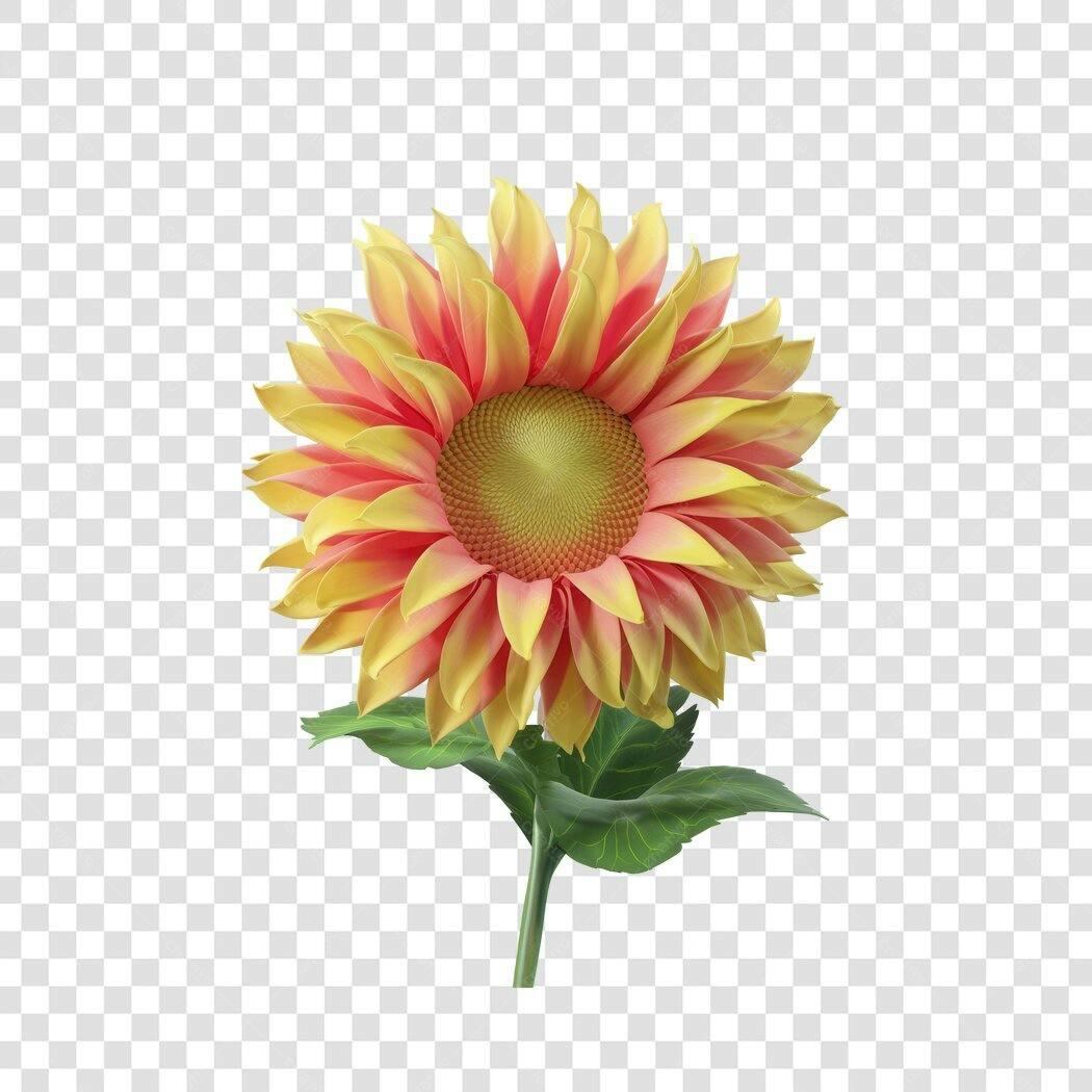 PNG Flor Girassol Rosa e Amarelo com fundo transparente