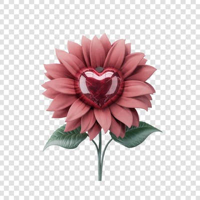 3D render FLORES ROSA VEMELHA COLORIDA AZUL FLOR elemento para composição ícone logo PSD png (131)