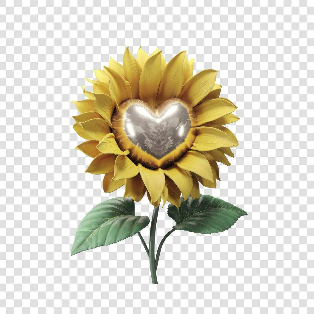 Post Instagram Girassol com Coração PNG com fundo transparente