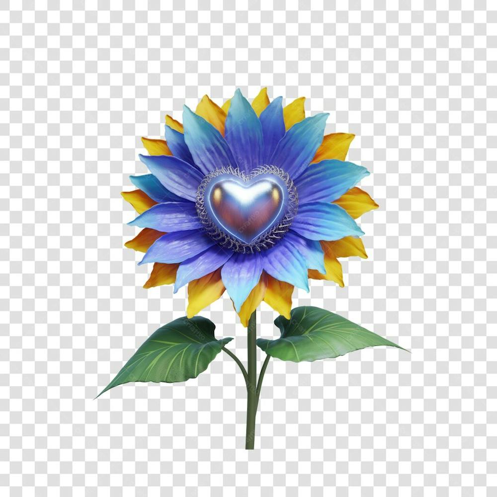 3D render FLORES ROSA VEMELHA COLORIDA AZUL FLOR elemento para composição ícone logo PSD png (163)