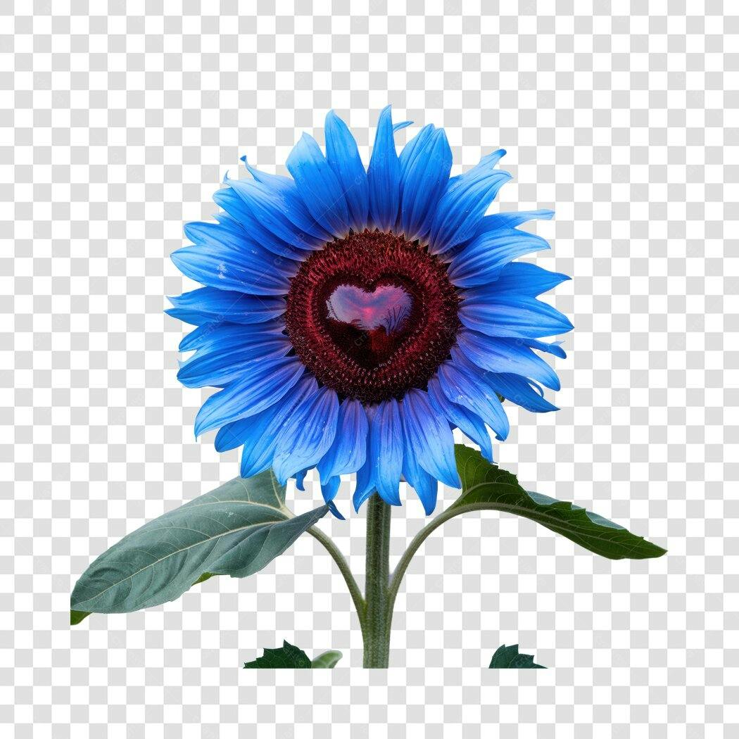 Post Instagram Girassol Azul com Coração PNG com fundo transparente
