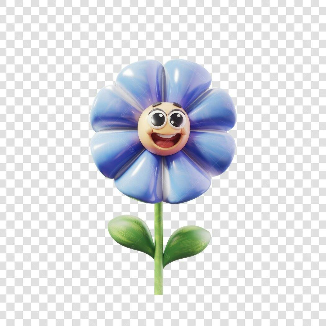 Emoji Flor Azul PNG com fundo transparente