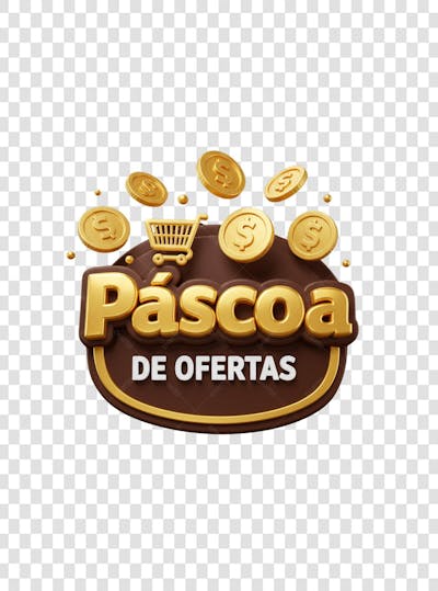 Selo 3D Páscoa de ofertas para composição png transparente (1)