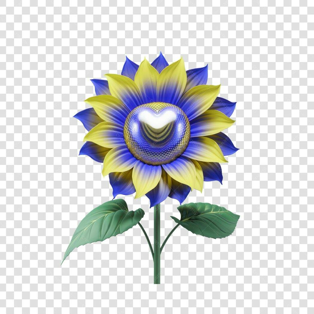 PNG Girasol Azul e Amarelo com fundo transparente