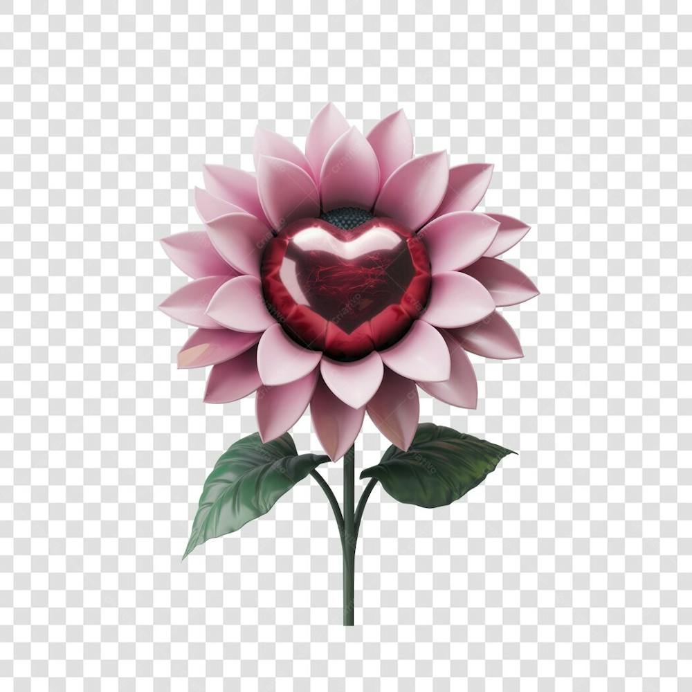 3D render FLORES ROSA VEMELHA COLORIDA AZUL FLOR elemento para composição ícone logo PSD png (140)