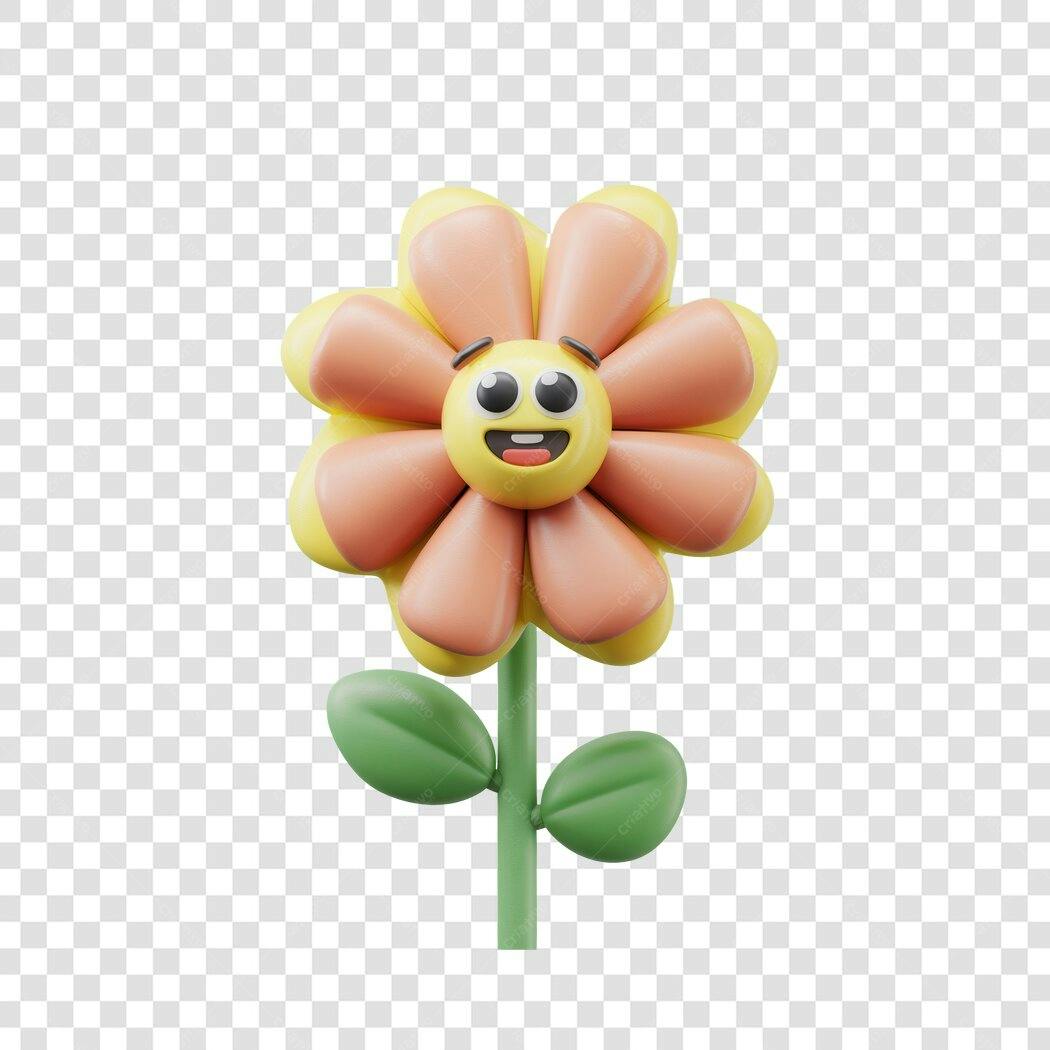 Emoji Flor PNG com fundo transparente