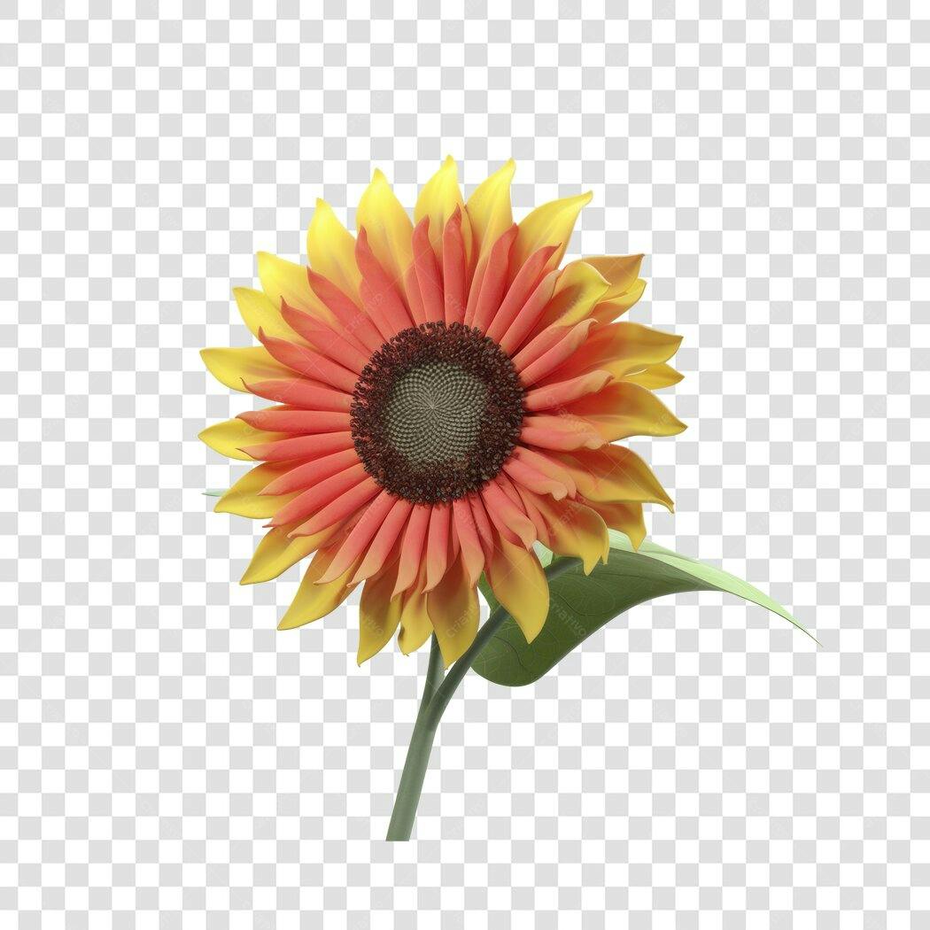 Imagem PNG Girassol Laranja e Amarelo com fundo transparente