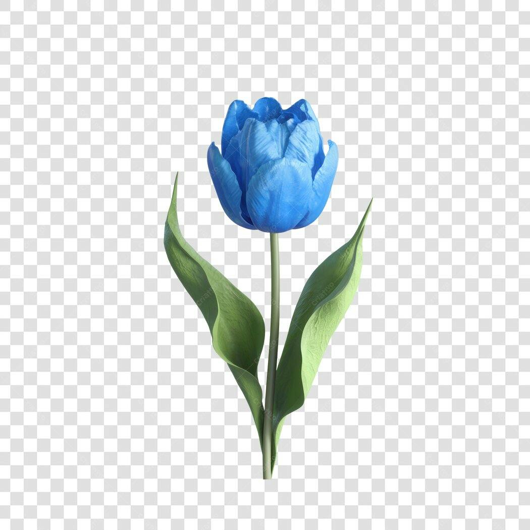 Post Instagram Flor Tulipa Azul PNG com fundo transparente