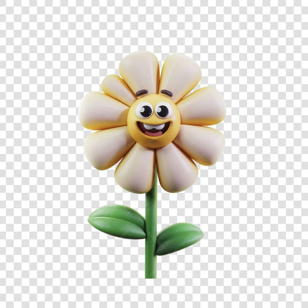 Sticker Flor Sorridente PNG com fundo transparente
