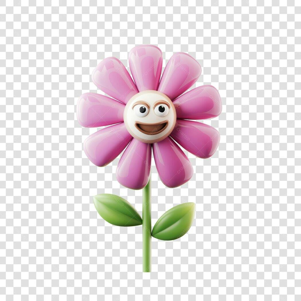 Sticker Flor Sorridente PNG com fundo transparente