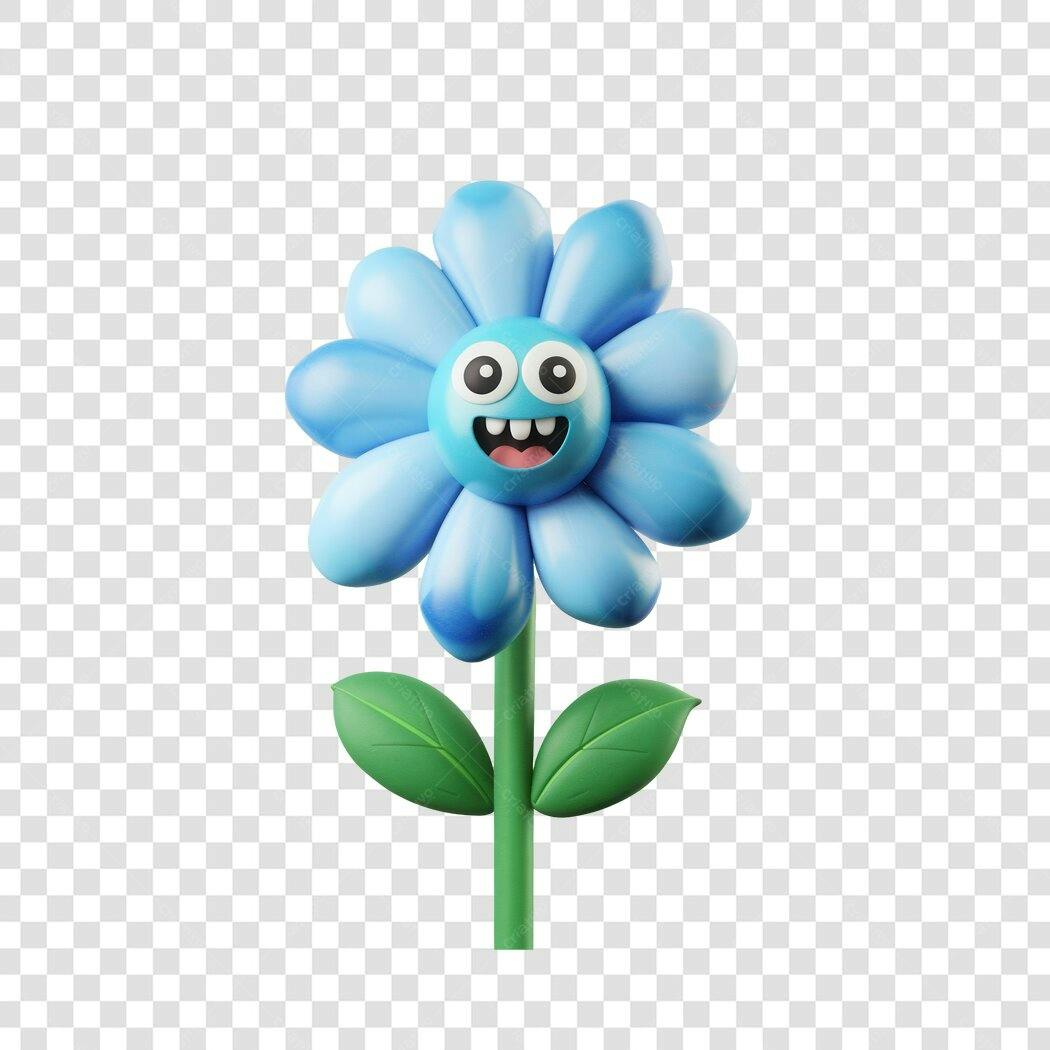Emoji Flor Azul PNG com fundo transparente