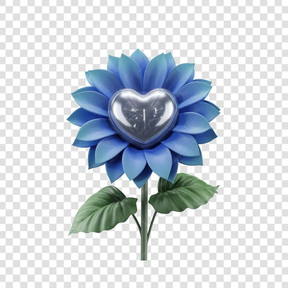 3D render FLORES ROSA VEMELHA COLORIDA AZUL FLOR elemento para composição ícone logo PSD png (166)