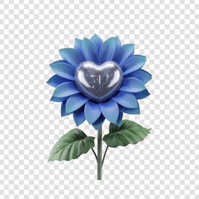 3D render FLORES ROSA VEMELHA COLORIDA AZUL FLOR elemento para composição ícone logo PSD png (166)