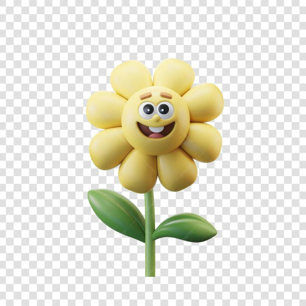 Emoji Flor Amarela PNG com fundo transparente