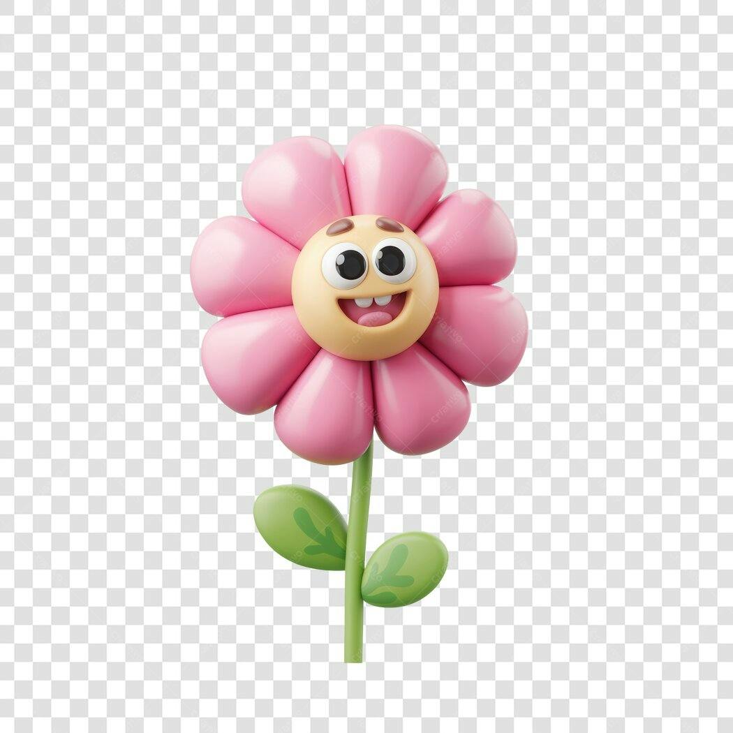 Sticker Flor Sorridente PNG com fundo transparente