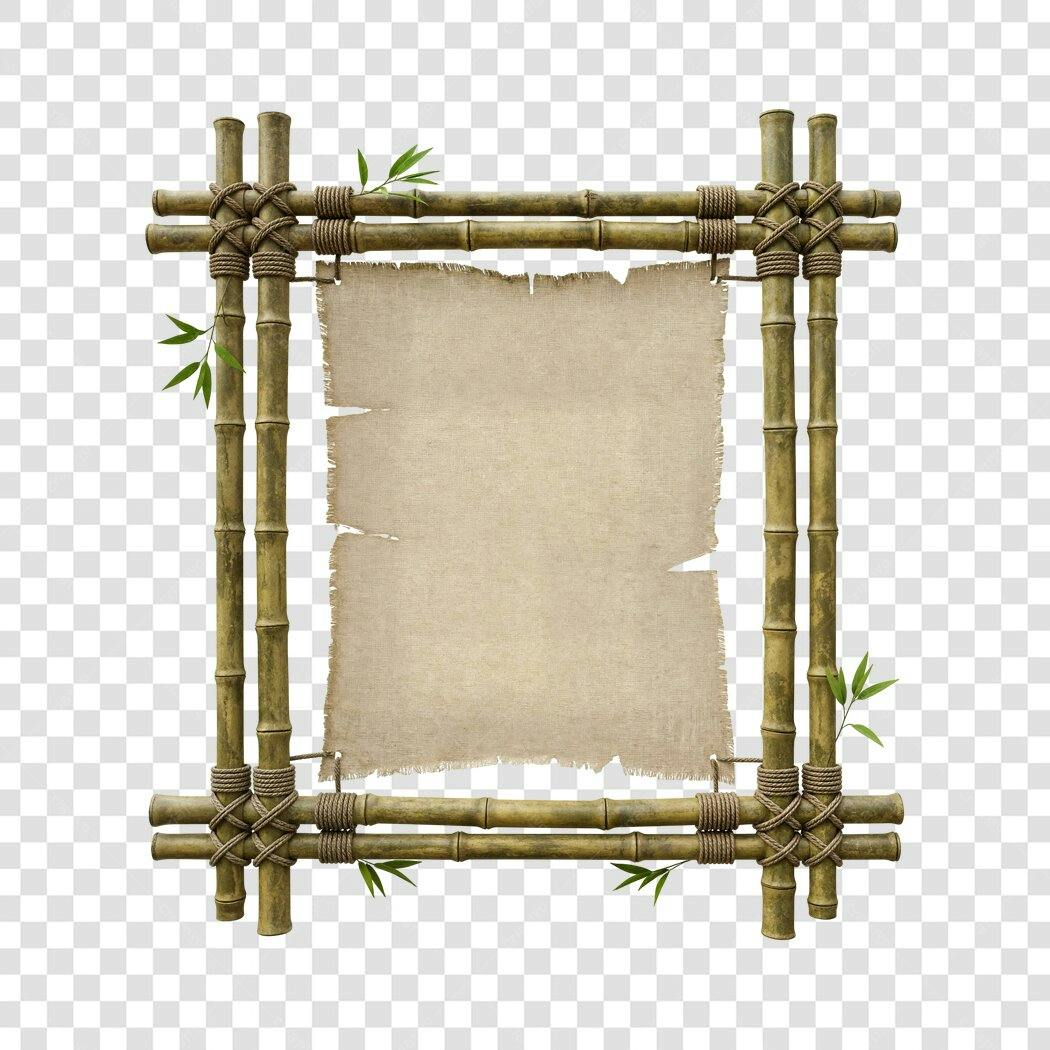 Banner moldura bambu PNG com fundo transparente