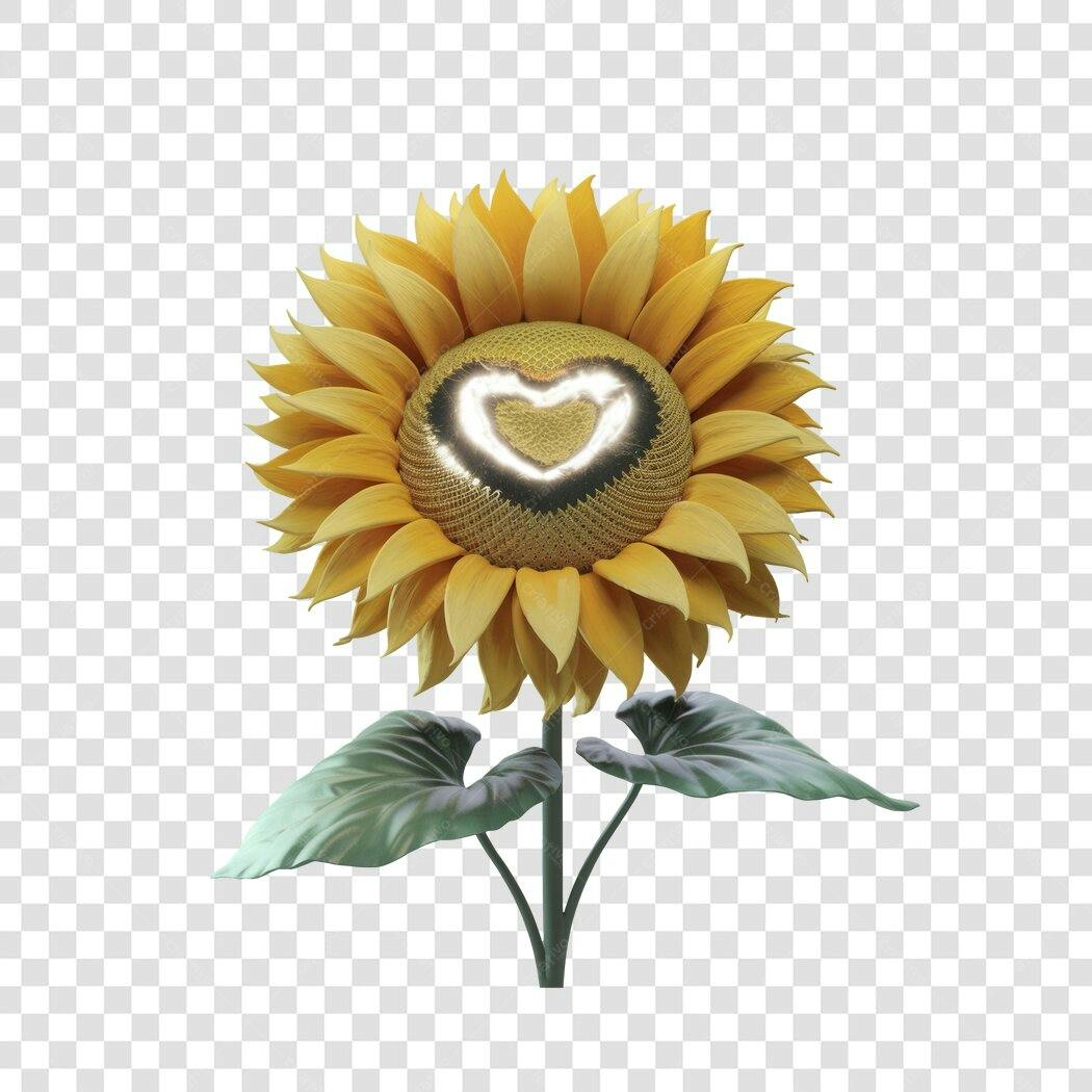 Post Instagram girassol com coração PNG com fundo transparente