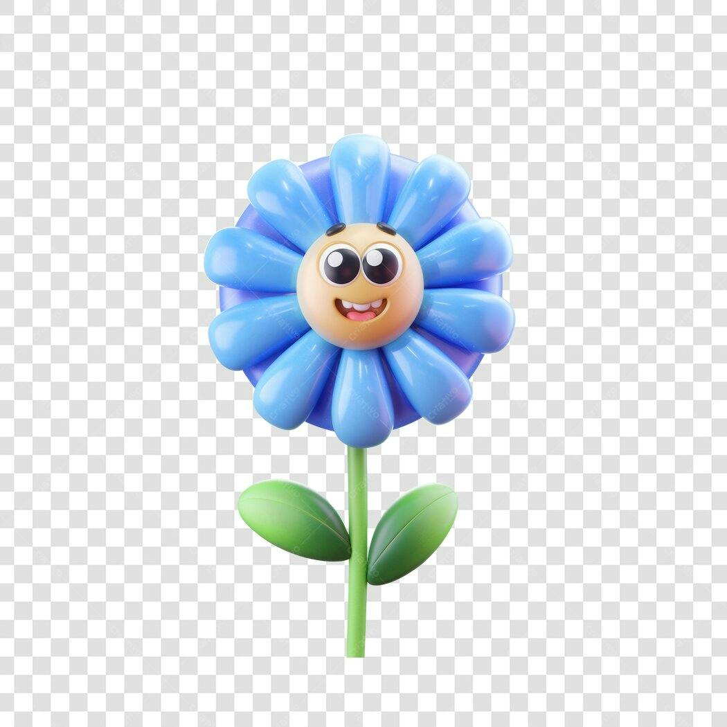 Emoji Flor Azul PNG com fundo transparente