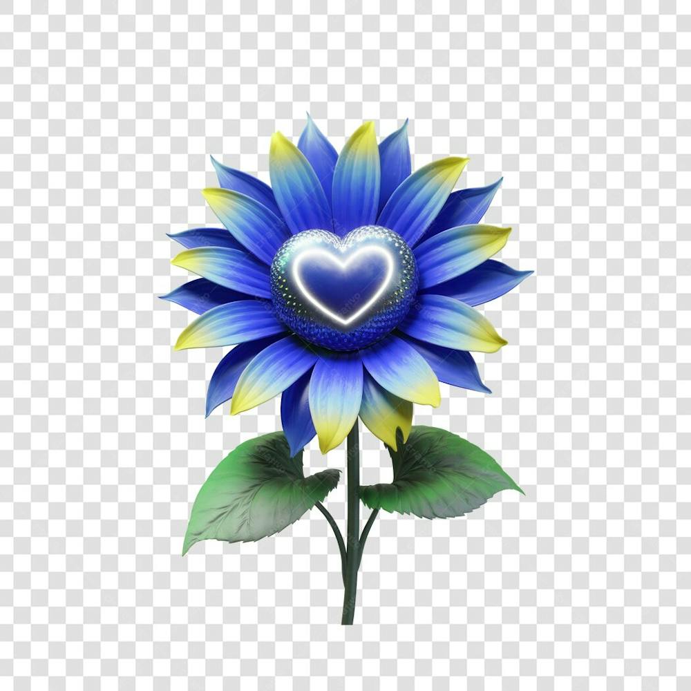 3D render FLORES ROSA VEMELHA COLORIDA AZUL FLOR elemento para composição ícone logo PSD png (167)