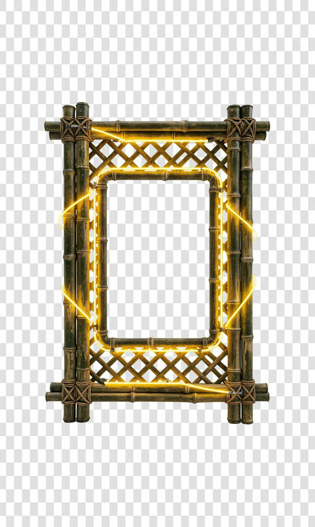 Moldura de bambu PNG com fundo transparente