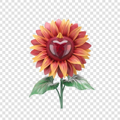 3D render FLORES ROSA VEMELHA COLORIDA AZUL FLOR elemento para composição ícone logo PSD png (130)