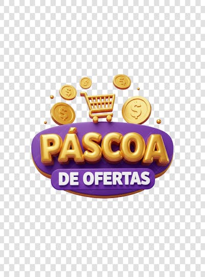 Selo 3D Páscoa de ofertas para composição png transparente (2)