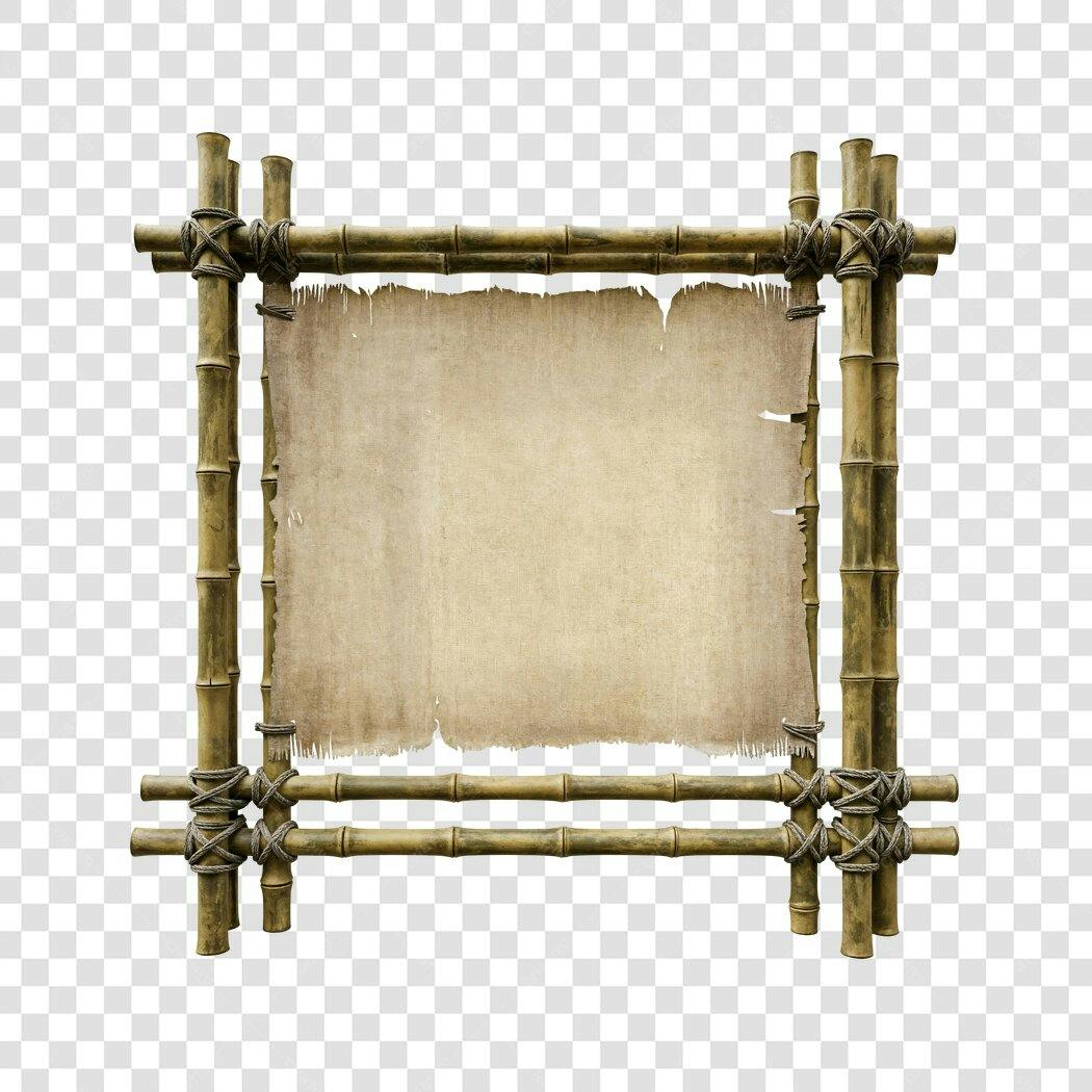 Banner rústico em bambu PNG com fundo transparente