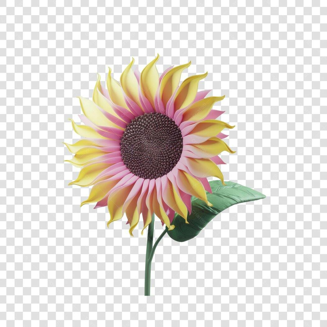 Post Instagram Girassol Rosa e Amarelo PNG com fundo transparente
