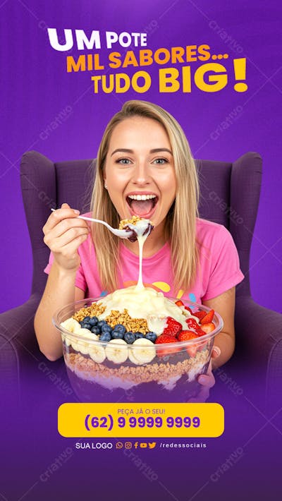 Story - Açaiteria - Peça já o Seu Delivery um Pote Mil Sabores Açai