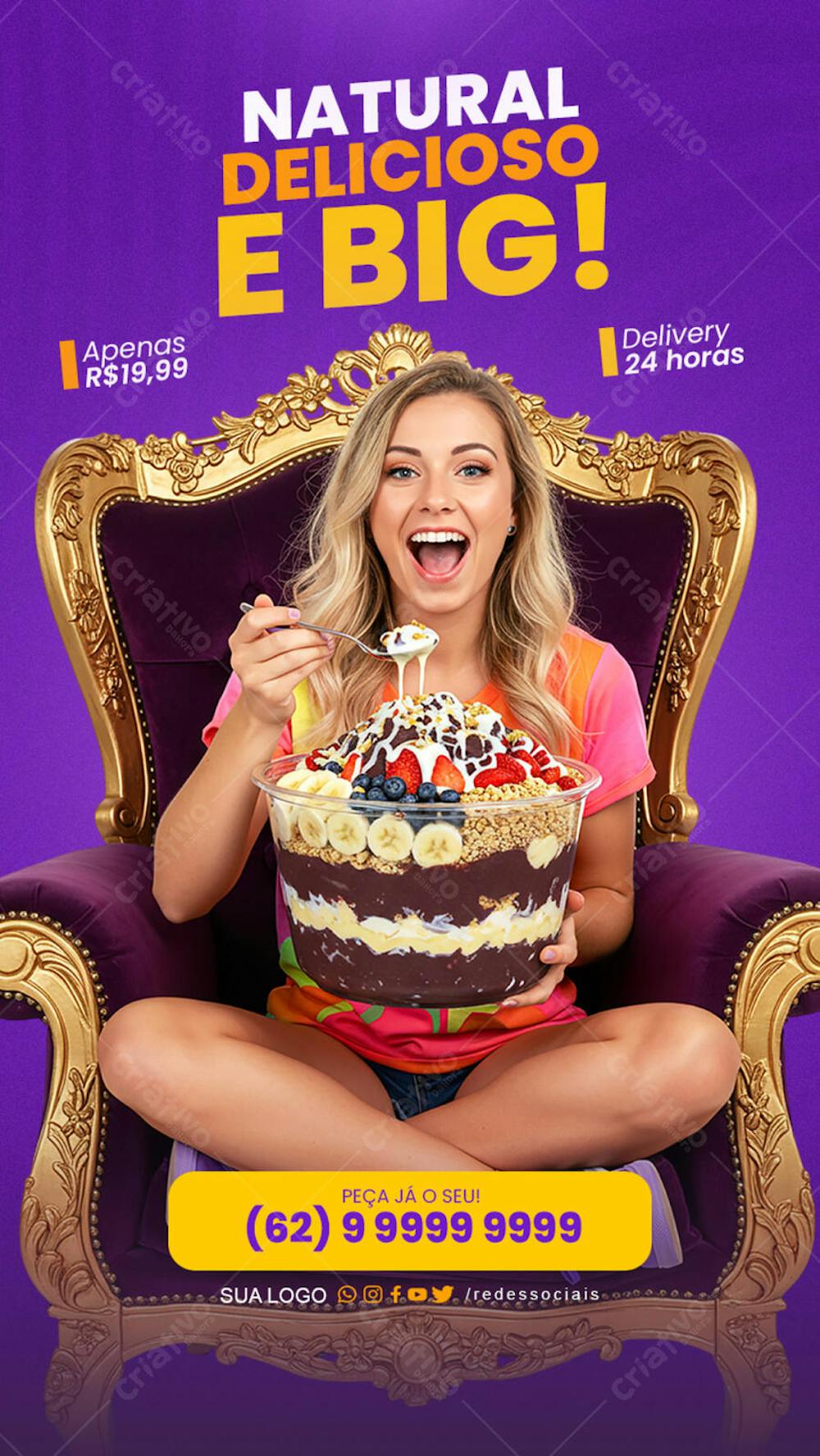 Story - Açaiteria - Peça já o Seu Delivery Big Açai