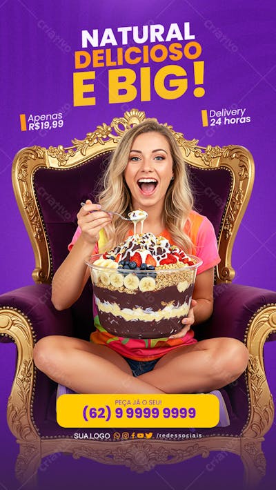 Story - Açaiteria - Peça já o Seu Delivery Big Açai