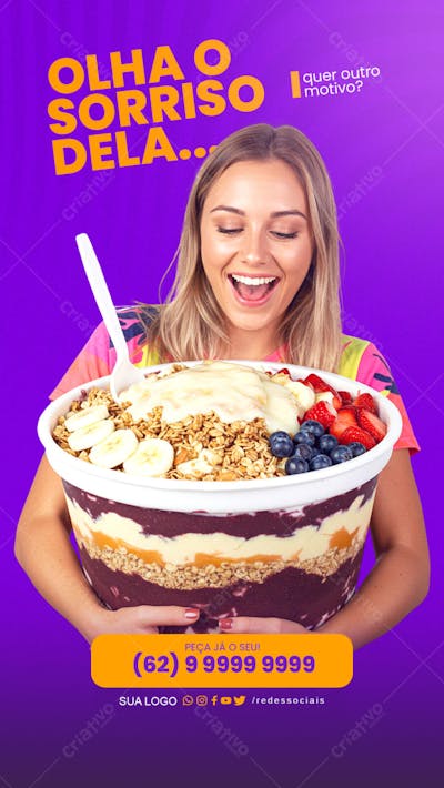 Story - Açaiteria - Peça já o Seu Delivery