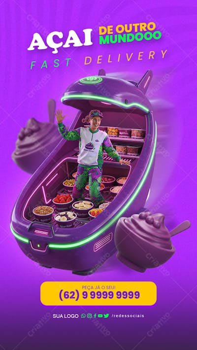 Story - Açaiteria - De outro Mundo Peça já o seu Açai