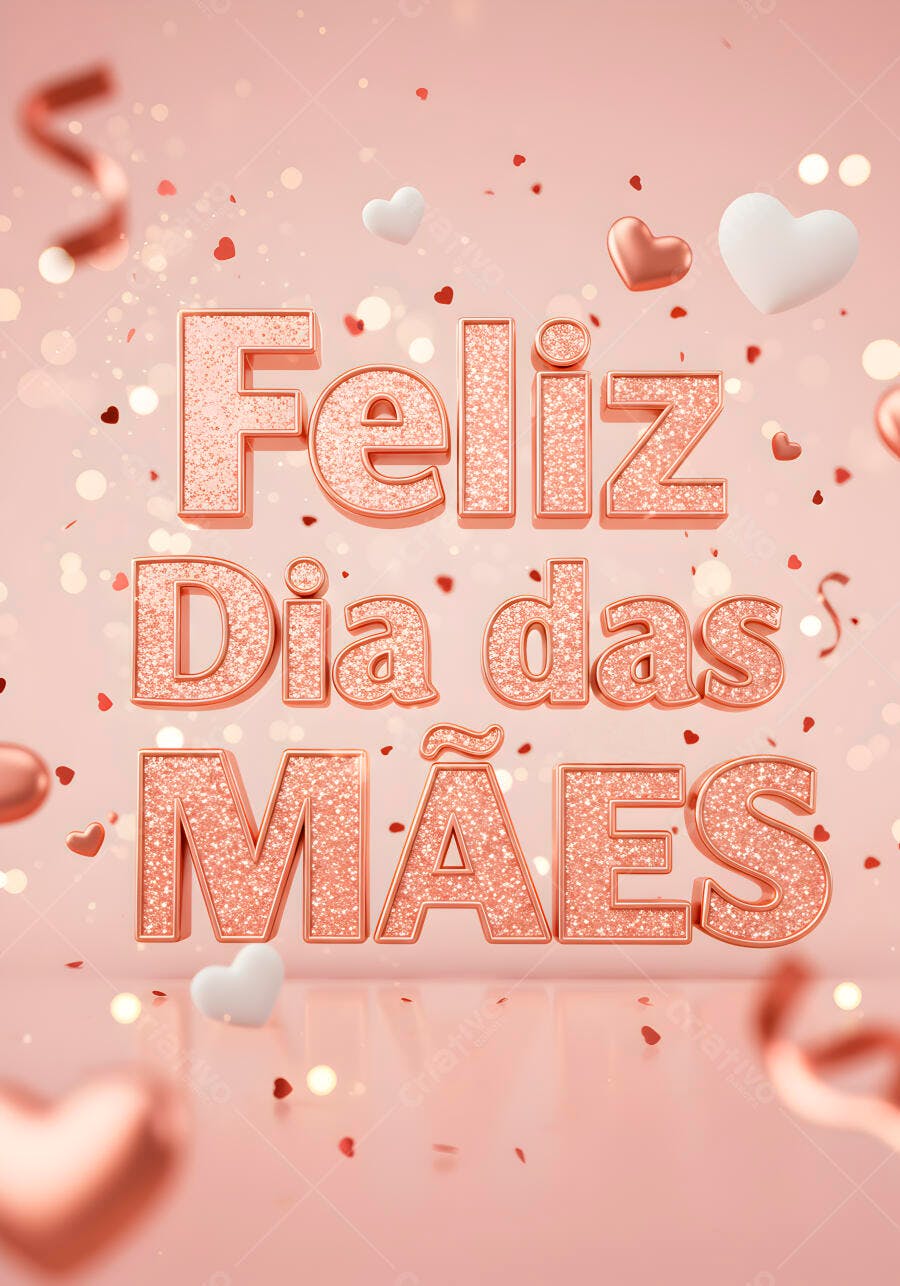 Feliz Dia das Mães Rosa e Dourado