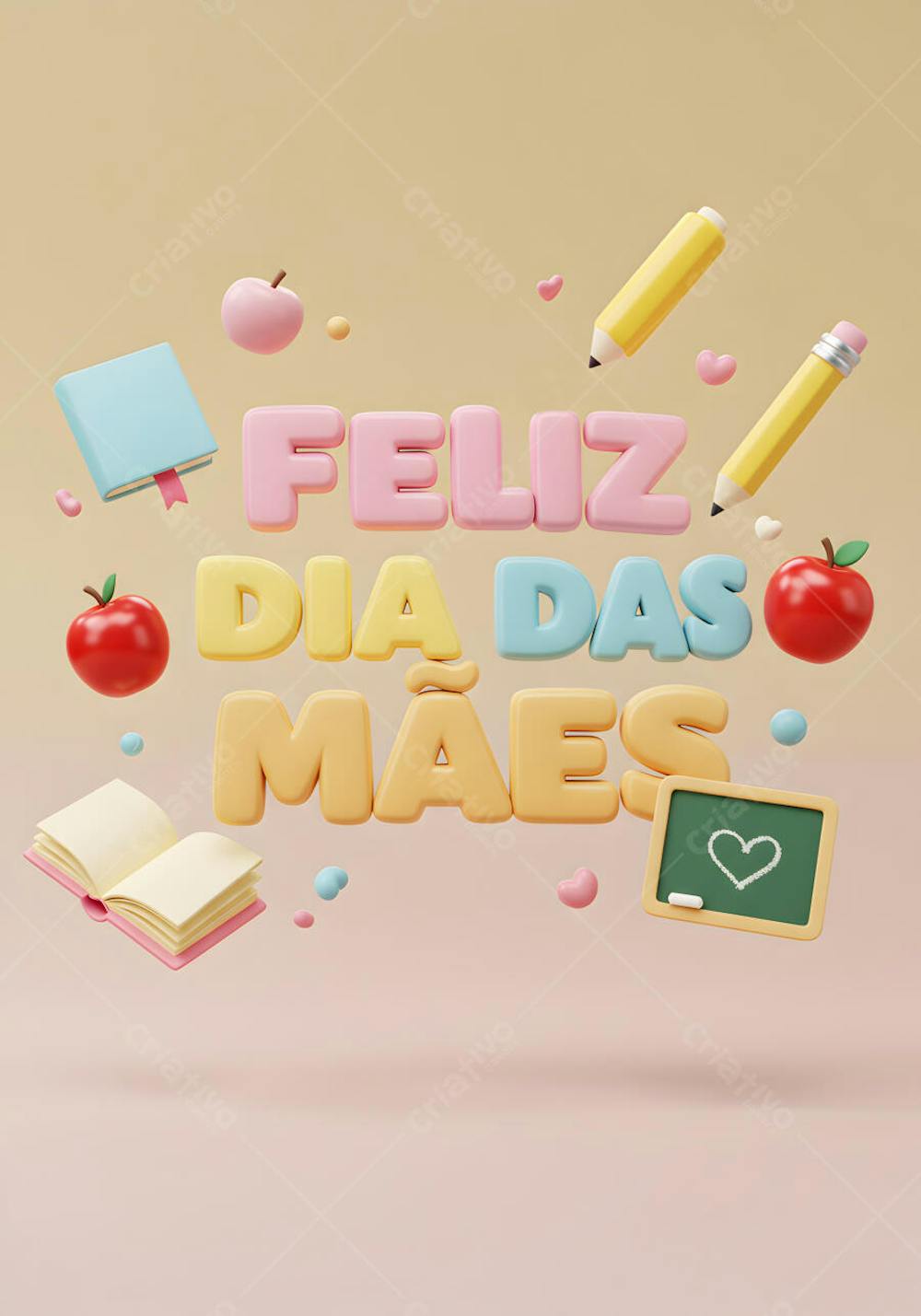 3D Feliz Dia Das Mães  Para Professora 