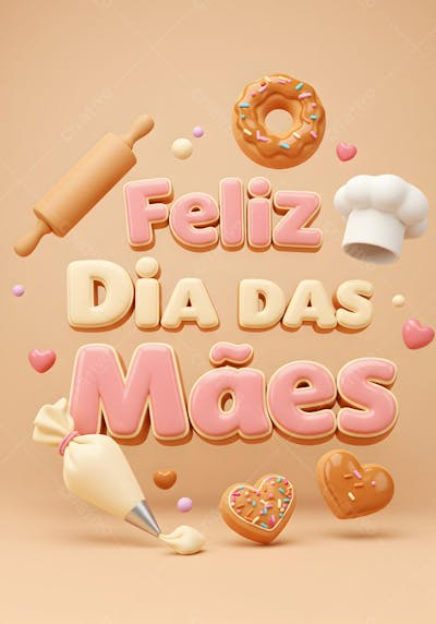 3D Feliz Dia Das Mães  Para Confeiteira