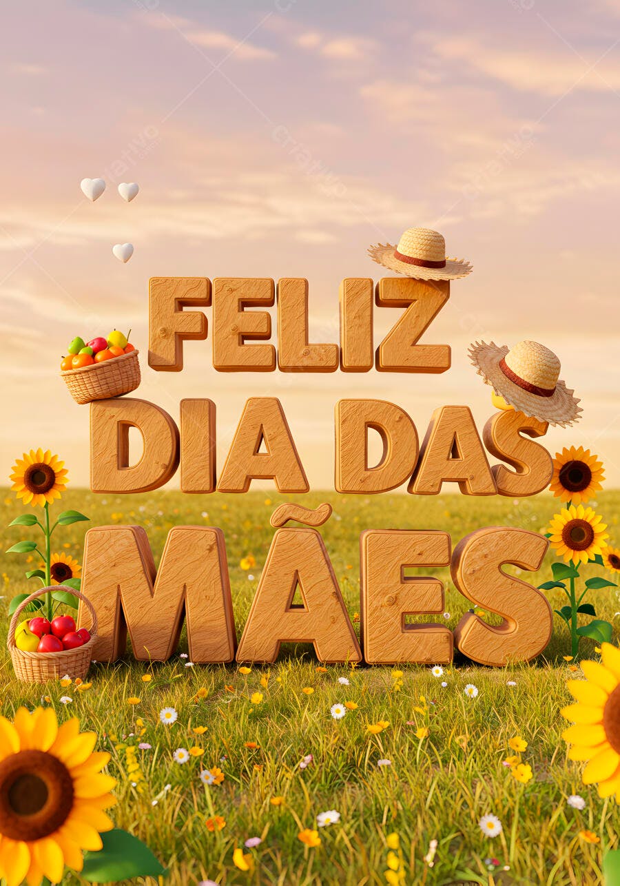 Feliz Dia das Mães cartão madeira flores