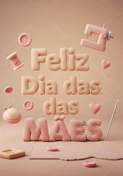 3D Feliz Dia Das Mães  Para Costureira