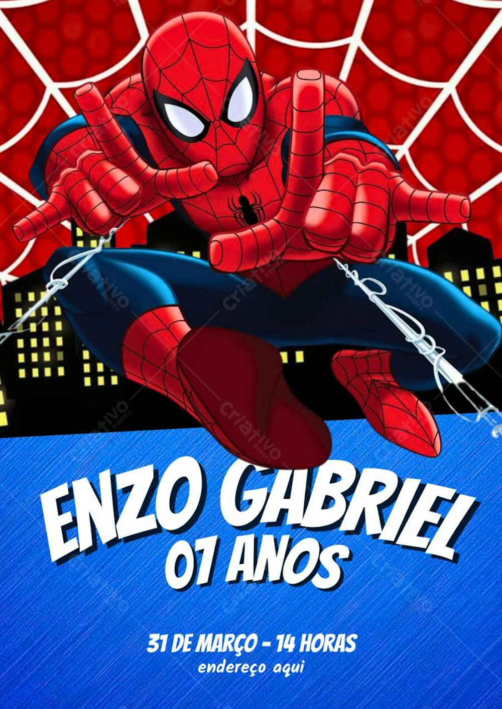 Convite de aniversário infantil super herói homem aranha