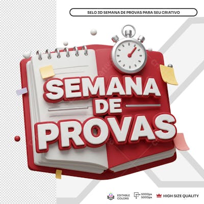 Semana de Provas Selo 3D Data Aviso  Elemento PSD Social Media