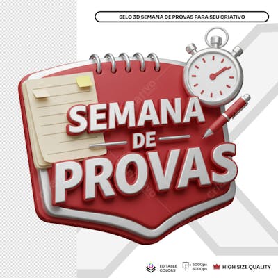 Aviso Semana de Provas Selo 3D Data Elemento PSD Social Media